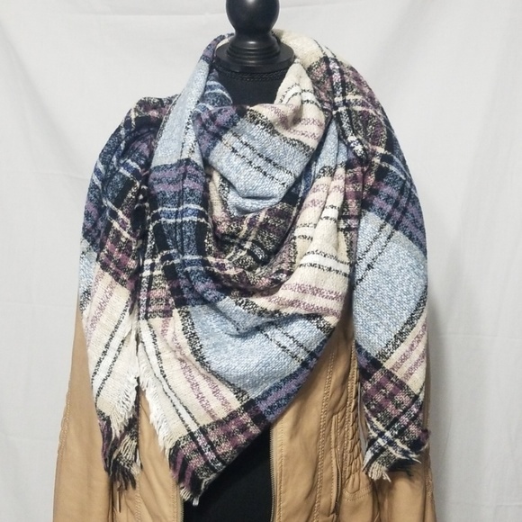 Accessories - 💥Last One! 💥 Purple/Tan Plaid Blanket Scarf